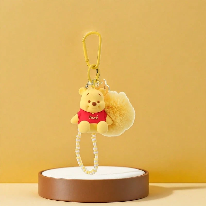 Miniso 1個小熊維尼系列毛球串珠鑰匙圈:毛絨+樹脂材質,可愛的小熊維尼造型細節與配套串珠鏈,適合日常包包裝飾與鑰匙收納 - 黃色 - 查看 1