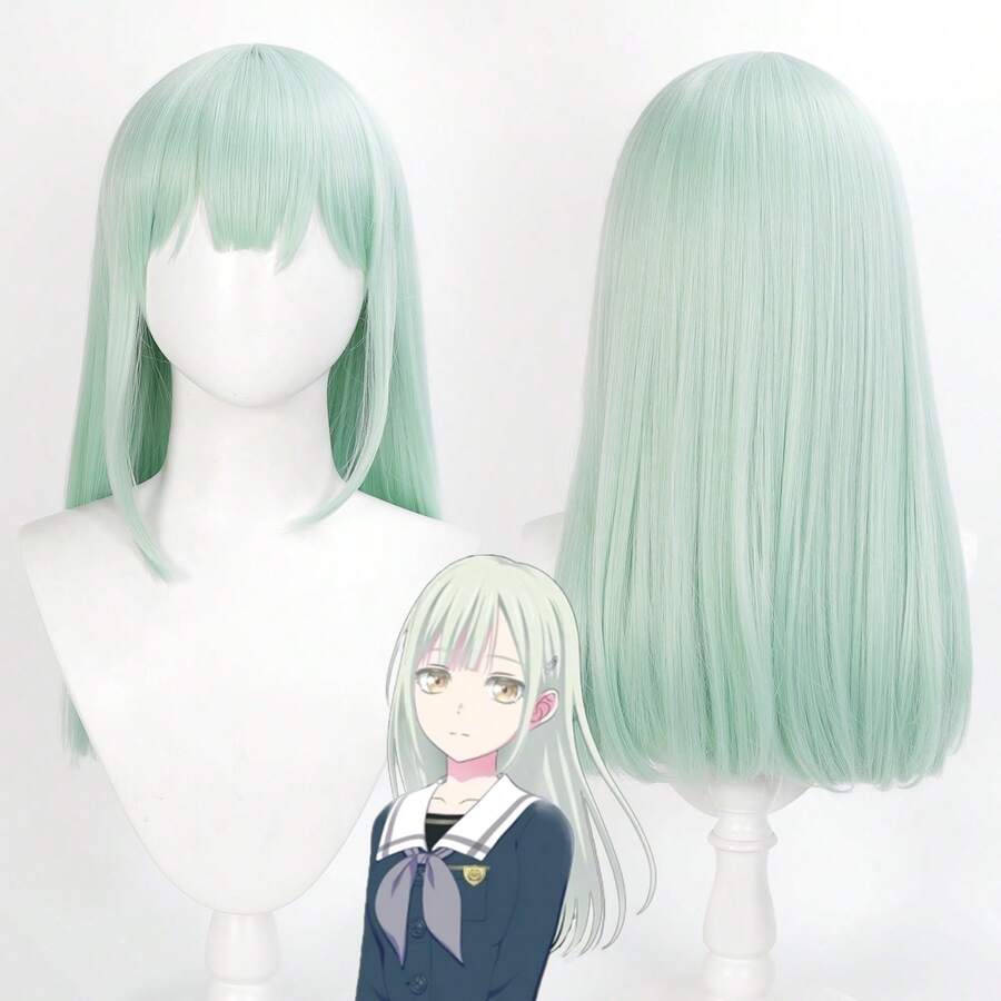 Yewell Cosplay Wig, 23 Inch Mint Green Bangs, Dream Daily Series Cosplay Headpiece, Versatile Cartoon & Anime Character Styling, Suitable For Private Parties, Everyday Roleplay, Halloween, Sakamoto Daily - Mint Green - View 1