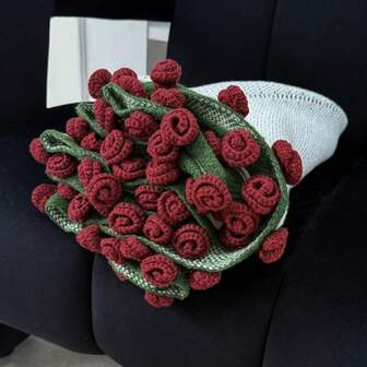 Manta floral terminada - Suave y ligera, adecuada todo el año, patrón de rosas y verde floral, ropa de cama y decoración del hogar moderna, adecuada para vacaciones, cumpleaños, decoración acogedora del hogar, ramo de ganchillo, artesanía exquisita, decoración estacional, regalo festivo