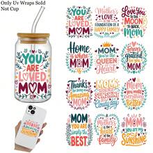 12pcs Spanish Mom Theme UV DTF Cup Stickers, Suitable For DIY Coffee Cups, Bright Waterproof Self-Adhesive, Spanish Mother's Day Quotes Transfer Paper, Easy To Apply On Glass And Smooth Surfaces - Multicolor - View 1