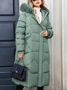 2025新款圣诞冬季时尚优雅大码女式长款外套 - 薄荷綠 - 查看 2