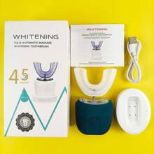 U-Shaped Wireless Electric Toothbrush, 360° Ultrasonic Teeth Whitening Light, Silicone Automatic Electric Toothbrush - Dark Green - View 9