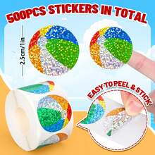 500 piezas Pegatinas deportivas holográficas, pegatinas brillantes de 1 pulgada de baloncesto, voleibol, fútbol para estuche de teléfono, botella de agua, portátil, scrapbooking, envoltura de regalos, papelería, calcomanías de PVC - Bola láser - Ver 10