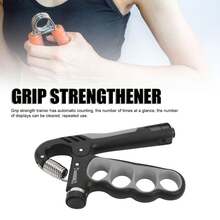 Electronic Grip Strength Training Device With Counter - Adjustable Arm And Finger Strength Trainer From 5 To 100 Kg For Rehabilitation, Fitness And Physiotherapy, Grey