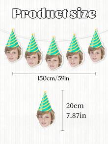 定制照片生日帽横幅（7/14/21 件可选）/ 定制生日派对装饰 / 儿童生日纪念品 / 儿童庆祝用品，多功能，装饰性强，可重复使用，精致时尚，高品质，色彩缤纷，现代时尚，可定制，个性化，独一无二，是送给男孩/女孩的理想礼物，非常适合生日派对装饰，以节日设计营造欢乐气氛。 - 彩色 - 查看 7