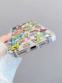 SpongeBob SquarePants 1个卡通趣味全屏海绵宝宝家族图案防震透气手机壳，兼容三星/苹果17/16/15/14/13/12/11 Pro Max/12 Pro/14 Plus - 彩色 - 查看 5