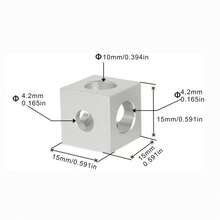 4pcs 3D Printer Accessories Triangle Aluminum Blocks Corner Connectors, 2020 Aluminum Alloy Angle Brackets, Square Nuts - Silver - View 2