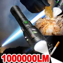 1000000LM Most Powerful Flashlights 5 Modes Type-C Rechargeable LED Torch Zoomable High Power LED Flashlight USB Tactical Lantern