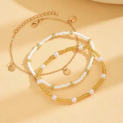 1 Set Stainless Steel Beach Foot Chain Jewelry With Multiple Accessories, Casual Fashion Ornament For Girls