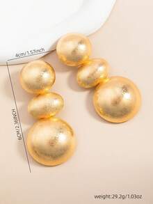 1 Pair Exaggerated Metallic Matte Geometric Clip-On Earrings - Gold - View 2