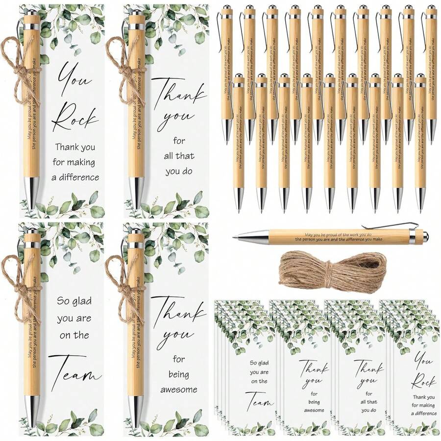 Yeaqee 24 Set Employee Appreciation Inspirational Pens Motivational Thank You Bookmarks Cards Gifts Teacher Coworker Volunteer Nurse Office Classroom Supplies - 24 - 查看 1
