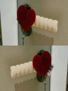 2PCS/1PCSHeart-Shaped Door Handle Anti-Static Cover, Ins-Style Door Decor, Anti-Scratch, Anti-Collision, Cute Pink Heart-Shaped Door Stopper Cover, Soft Material, Oval Design Suitable For Valentine's Day And Wedding Decorations, Home Decor - Multicolor - View 8