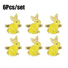 6pcs/Set Minimalist Rabbit Napkin Rings, "Easter" Themed, Suitable For Hotel Dining Table Decor, Home Party Decoration, Multi-Color Options - Multicolor - View 10