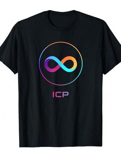 Top pickLocalMen's ICP Crypto DFINITY Internet Computer T-Shirt - Black with ICP Logo & Infinity Symbol, Cryptocurrency Token Design, 100% Relaxed Fit Short Sleeve, Casual & Tech Events,