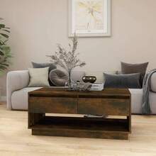 vidaXL Tavolo basso Chêne fumé 102,5x55x44 cm Bois d'ingénierie - Castano - Visualizzare 8