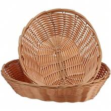 MOUYAT 10 Pack 9 X 6 X 2.3 Inch Oval Woven Bread Basket, Small Fruits Gifts Baskets, Empty Food Bread Baskets Bulk For Serving Kitchen Restaurant Organizing Festival Party Christmas Displays - Natural - View 7