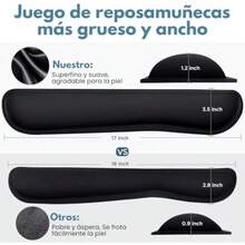 Timotech Juego de Reposamuñecas para Teclado de Espuma Viscoelástica de Gel y Tela Suave, Soporte Ergonómico para Teclado y Mouse para Aliviar el Dolor, Alfombrilla para Mouse Pad(default) - Multicolor - Ver 7