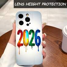 1PC Phone Case ,  Colorful Dripping 2024 Numbers Design , Stylish Phone Case, Phone Decoration, All-around Lens Protection, Creative Small Gift, Funny Gift for Boys and Girls - ブラック - チェックする 4