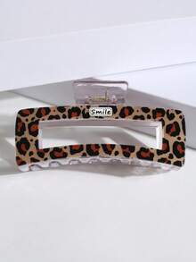 1pc Leopard Print Square Hair Claw, Elegant Large Square Hair Clip Accessory