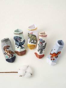 5 Pairs Kids Boys Socks, Cartoon Dinosaur Pattern, Soft & Comfortable, Breathable Mesh, Suitable For Daily Wear, Holidays, Travel, Back To School, Sports, Classroom, New Semester, Students, Random Color & Style - Multicolor - View 3