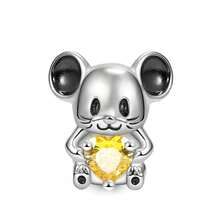 DIY兔子云马龙羊龟动物多系列串珠吊坠，适配原装欧洲女士纯银手链首饰礼品 - 彩色 - 查看 24