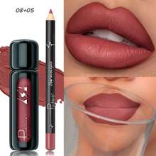 2pcs Waterproof Lip Liner Set, Natural Makeup Look, Suitable For All Skin Tones, Colors: Pink, Purple, Red - 08+05 - View 9