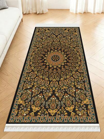 1 pieza Alfombra de peluche estampada, suave y cómoda, adecuada para la decoración del hogar, diseño clásico