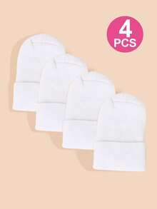 4Pcs Newborn Hospital Hat,Winter Warm Infant Knit Hat Baby Girl Baby Boy Hat Caps Soft Cute Nursery Beanie Hat Stretch - 4pcs Tire Caps - View 3