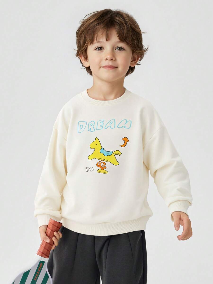 Balabala Kids' Sweatshirt, Unisex Long Sleeve Spring Top 2026 - Milky White - View 1