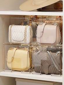 1/2pcs PET Cosmetic Storage Box, Suitable For Storage Bags In Wardrobes, Handbags, And Wallets, No Assembly Required, Transparent Handbag Organizer, Can Be Used For Compartmentalized Storage Of Handbags, Clothes, Sweaters - Multicolor - View 6