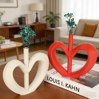 1个心形塑料花瓶，浪漫花瓶，婚礼家居装饰插花，情侣礼物，桌面仪式花瓶，适合玫瑰、百合、约会之夜装饰