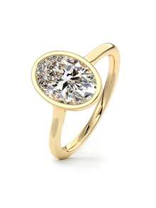 XUJIA 925纯银8x12毫米椭圆形切割立方氧化锆单钻订婚戒指（女士款）