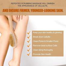 42 cm lange Badebürste mit Holzgriff, Naturborsten, Unisex, Badezimmerartikel für Zuhause, Rückenreinigung und -pflege, Tiefenpeeling, sanft zur Haut, reinigt Poren und entfernt Schmutz, reichhaltiger Schaum, schäumt schnell, erreicht mühelos schwer zugängliche Stellen wie Rücken und Beine, ergonomischer, rutschfester Griff, komfortabler und langlebiger Holzgriff, für Nass- und Trockenreinigung geeignet, reinigt, massiert und entspannt die Haut