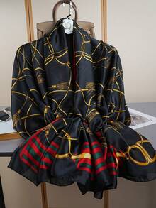 1pc New Printed Scarf, Fashion Headscarf, Luxury Sun-Shading Neck Wrap 85*180CM, Women's Outdoor Shawl, Popular Silk Scarf, All Season Wind-Proof Long Scarf - Multicolor - View 6