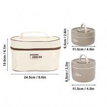 WEWI Fiambrera Aislada de Acero Inoxidable con Bolsa Aislada Fiambrera Apilable a Prueba de Fugas de 2/3/4 Niveles Fiambrera Aislada para Trabajo y Picnic 2 cajas - Marron oscuro+4 cajas - Ver 4