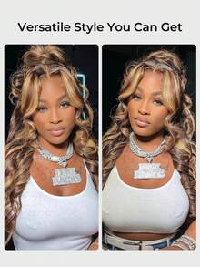 200% 密度 28 英寸 4/27 蜜金色 13x4 13x6 高清透明蕾丝前假发 预拔发际线假发 28 英寸无胶水水波纹真人前额发丝 女士时尚混纺假发 适合日常佩戴或聚会 - S4/27 - 查看 9