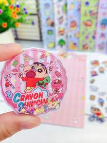 蜡笔小新3D水贴纸，适用于DIY文具、日记本等。轻薄透明，可用作装饰贴纸。 - 彩色 - 查看 1