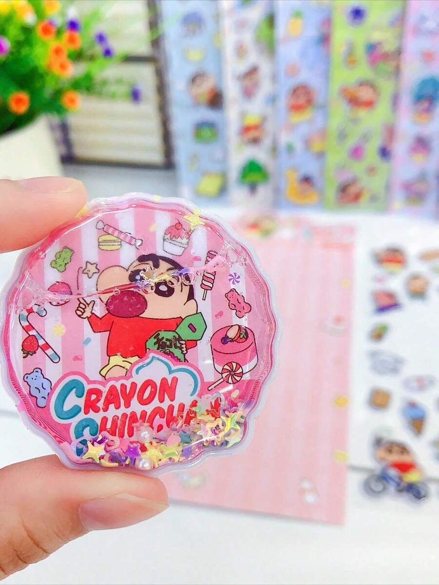 蜡笔小新3D水贴纸，适用于DIY文具、日记本等。轻薄透明，可用作装饰贴纸。 - 彩色 - 查看 1