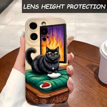 1PC Phone Case ,  Black Cat With Sunglasses And Cake , Stylish Phone Case, Phone Decoration, All-around Lens Protection, Creative Small Gift, Funny Gift for Boys and Girls - ブラック - チェックする 4