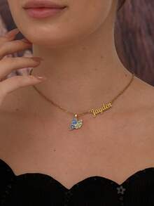 Customized Minimalist Elegant Angel Wings Personalized Name Necklace, 18K Gold Plated Stainless Steel, Graceful Daily And Formal Jewelry Gift For Women, Suitable For Birthday, Mother's Day, Graduation, Anniversary - Customized Letter, Delicate Chain, All-Season Wear, Classic And Modern Style, Personalized Gift For Any Occasion, Comfortable And Versatile, Suitable For Daily Wear Or Events, Women's Long Gold Chain Necklace, Women's Jewelry Set - Multicolor - View 3