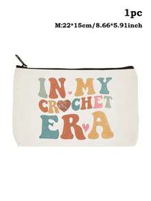 Crochet Is My Therapy' Printed Storage Bag, Knitting Lovers Zipper Pouch, Casual Yarn & Supplies Storage Bag, Ideal For Cosmetics & Toiletries - Multicolor - View 15