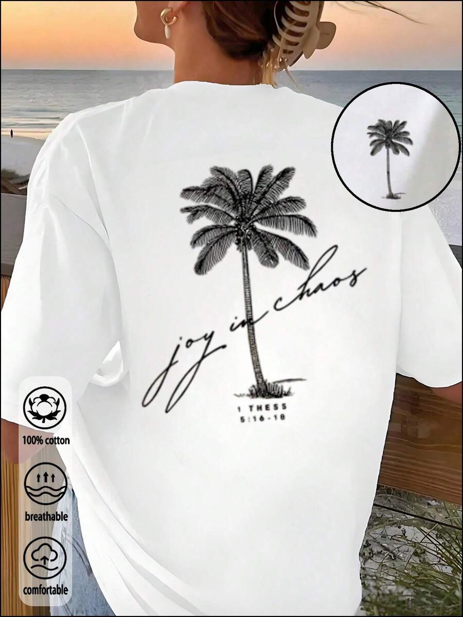 Women's Autumn/Winter 100% Cotton Short-Sleeve T-Shirt White Top with Coconut Tree Print Relaxed Resort-Style Everyday Wear Back: “Joy in Chaos” Coconut Tree Print Features a realistic coconut tree design rendered in black and whet linesblack sperwidr.Fairwion in sblack and whinged in sblack and wholet.Fairwion sblion sFaird linesFaird in sblion sFaird sFaird sFairdin (Fairwion sblion sFaird sFaird sFaird sblion sblion sFaird in sblacks in sFFairdin sblion sadaird sblion sFaird sblion sblion sblion sblions in sblacks infairwaird.與 “” a heartwarming gift for travel enthusiasts. A premium choice blending comfort, style, and emotional resonance. - 白色 - 查看 1