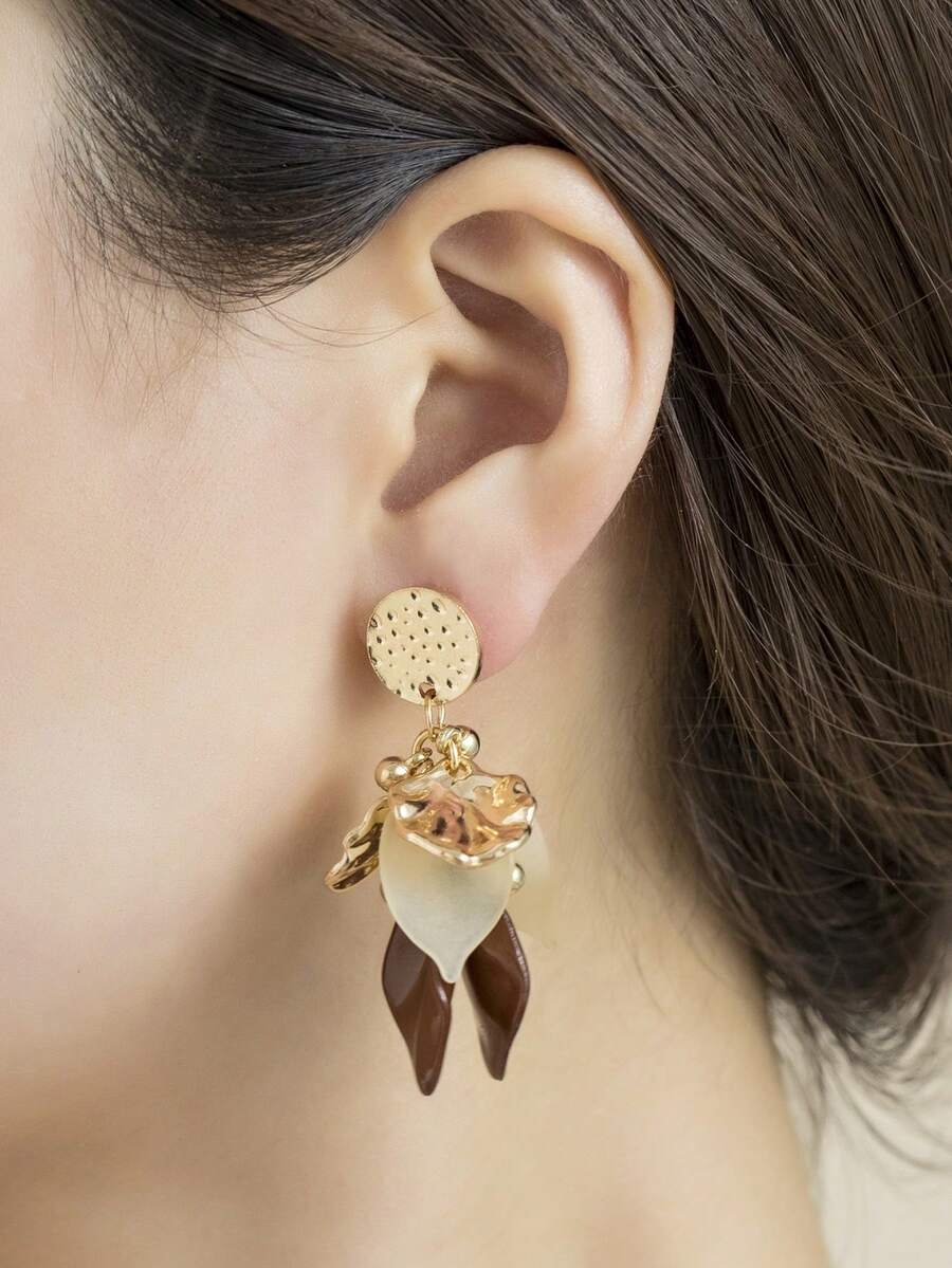 1 Pair Acrylic Alloy Fashion Pendant Earrings For Women - Brown - View 1