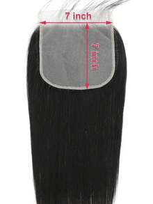 7x7 透明蕾丝发片，直发，自由分缝，未经加工的处女发，大号发片，预先拔毛，带婴儿发，自然发际线，自然黑色 - Natural Black - 查看 1