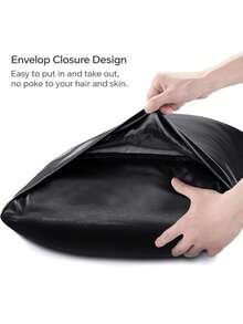 1pc Satin Extended Body Pillowcase, Silk Pillow Case For Hair And Skin, Luxurious And Silky Smooth, Ultra Soft And Breathable, No Filler, Machine Washable, Oeko-Tex Certified - Black - View 4