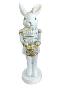 1pc Vintage Rabbit Nutcracker Decor, Realistic & Cute Rabbit Shaped Nutcracker With Gold & Silver Accents, Ideal For Easter And Christmas Home Decor, Perfect Holiday Celebration Gift - Multicolor - View 12
