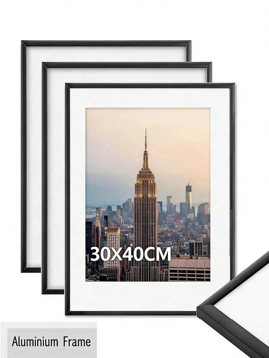 3pcs 30x40cm Poster Frames Aluminum Black Picture Photo Frame, For Photo Gallery Simple With HD Plexiglass Mat, Horizontal Or Vertical Wall Mounting, For Wall Art Mounting Print Home Decor Living Room Decoration, Spring Summer Picks, Brides Maid Gifts, Room Decor, Bedroom Decor, Bedroom Decor, For Men, For Women, Cute Stuff - màu đen - Xem 1