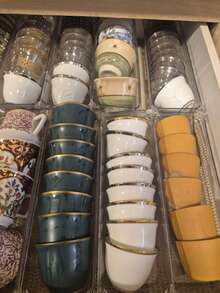 通用收纳套装，含杯勺，抽屉式桌面化妆品收纳盒，透明梳妆台收纳盒，多隔层珠宝及小物件收纳盒，优雅收纳容器，防滑设计，适合收纳各种小物件 - 彩色 - 查看 4