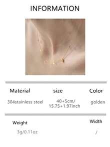 1件超闪亮不锈钢锆石水滴流苏项链，女士金色锁骨链，适合作为送给妈妈、女朋友、情人节的珠宝礼物 - 金黃色 - 查看 8