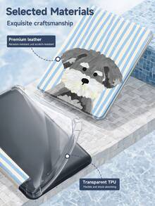 1pc A Cute Cartoon Dog With Blue And White Stripes Tablet Case & Kindle E-Book Case Compatible With IPad 10th Generation, IPad 11/Air 4th/Air 7th/9.7 Inches, Compatible With Samsung Galaxy Tab A9 Plus, Kindle (11th Generation-2024 Release)(6 Inch), Kindle Paperwhite 12th Gen 2024, Great Holiday Gift, Stylish And Simple Pattern. - Multicolor - View 9